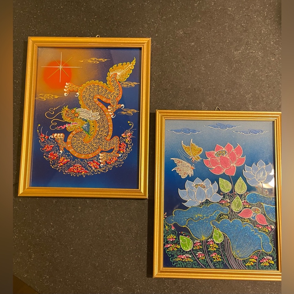 Hand-painted glass art from Chiang Mai Thailand. Beautiful colors and textures!